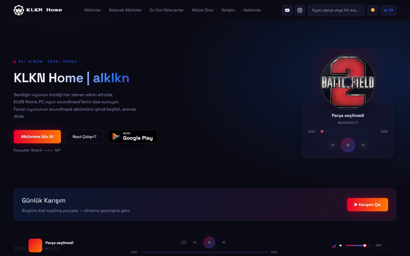 KLKN Home sitesinde albüm listesi yerleşimi